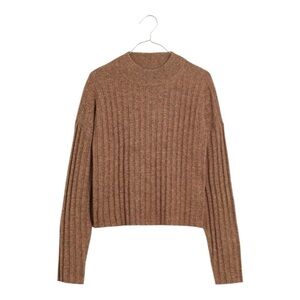 Madewell Mockneck Ribbed Cropped Pullover Sweater in Rosehip Size XXL NWT